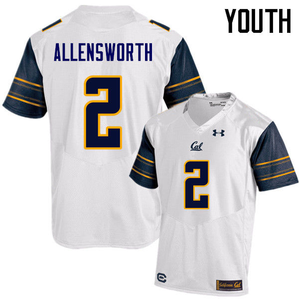 Youth #2 Darius Allensworth Cal Bears (California Golden Bears College) Football Jerseys Sale-White - Click Image to Close
